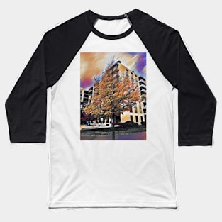 Lone tree in front of a building Baseball T-Shirt